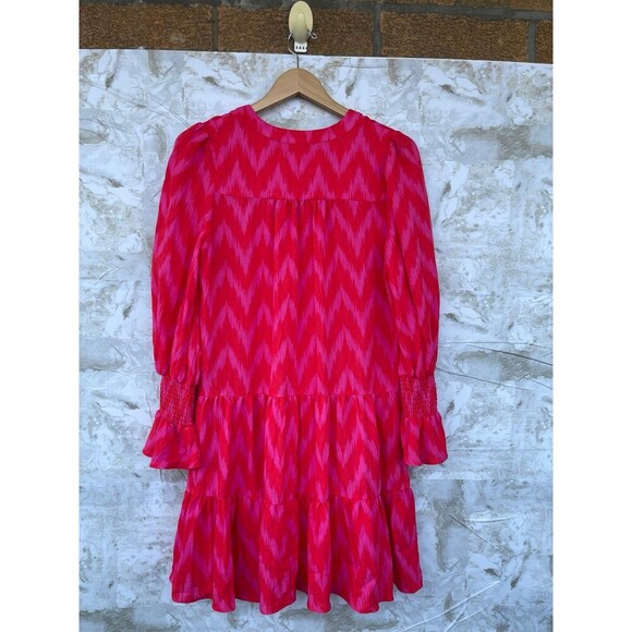 POMANDER PLACE Hot Pink Ikat Kenzo Dress size medium - Picture 4 of 9